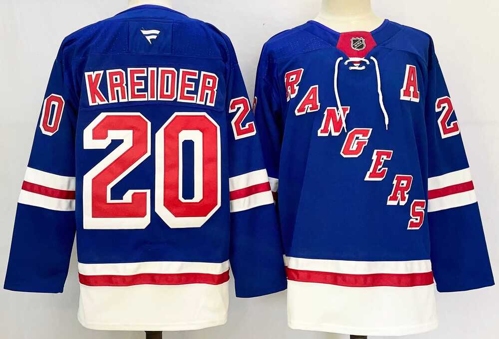 Men%27s New York Rangers #20 Chris Kreider Royal 2024-25 Home With A Patch Stitched Hockey Jersey->minnesota wilds->NHL Jersey